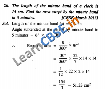  Areas Related to Circles NCERT Solutions Class 10 Maths SAQ 2 Marks 