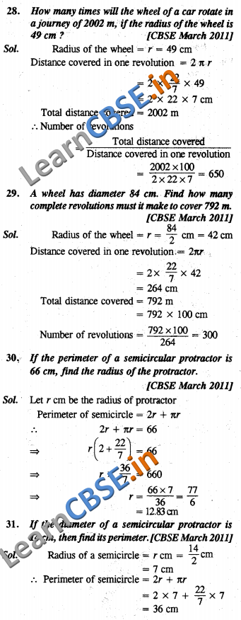  Areas Related to Circles NCERT Solutions Class 10 Maths Short Answer Type Question and Answers 01 