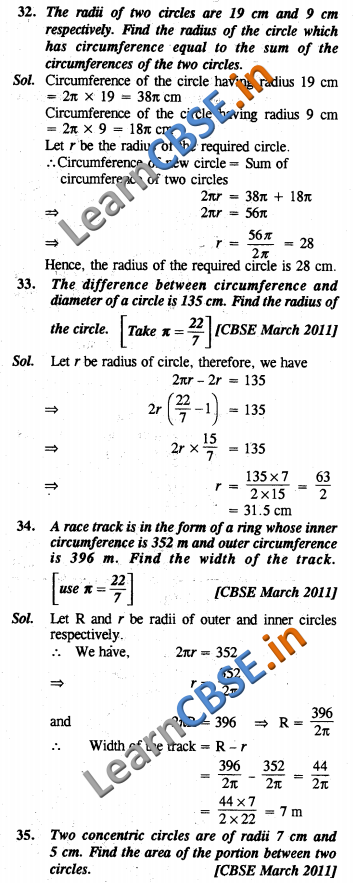  CBSE Class 10 Areas Related to Circles Solutions SAQ 2 Marks 