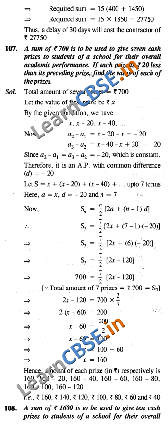  Arithmetic Progressions CBSE Solutions Class 10 Maths LAQ 