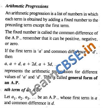  Arithmetic Progressions Notes NCERT Class 10 Maths 