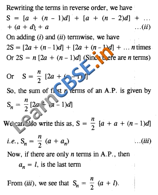  Arithmetic Progressions CBSE Class 10 Maths Notes 01 