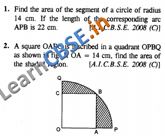  CBSE Board Papers Class 10 Maths Areas Related To Circles 