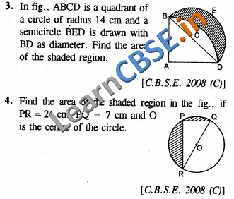  CBSE Board Papers Class 10 Maths Areas Related To Circles 01 