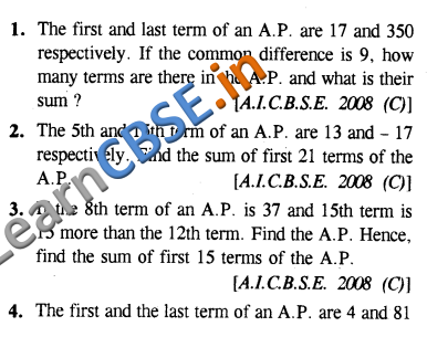  CBSE Board Papers Class 10 Maths Arithmetic Progressions 