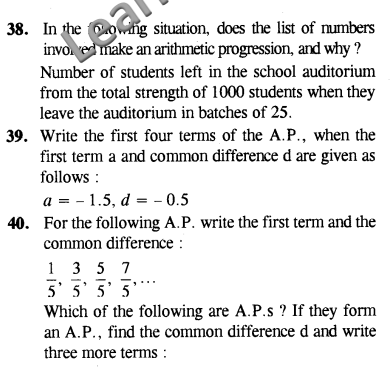  CBSE CCE Summative Assessment Class 10 Maths Arithmetic Progressions SAQ 2 Marks 