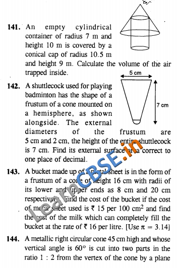  CBSE CCE Summative Assessment Class 10 Maths Surface Areas and Volumes LAQ 