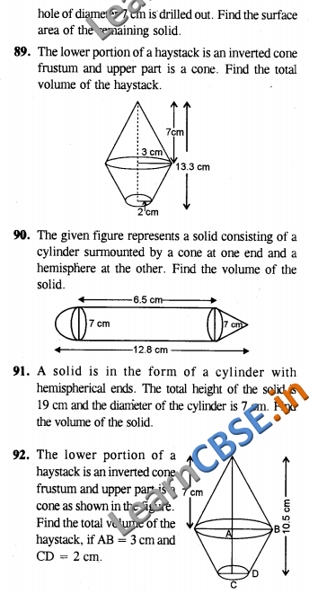  CBSE Class 10 Surface Areas and Volumes Solutions CCE Summative Assessment SAQ 3 Marks 