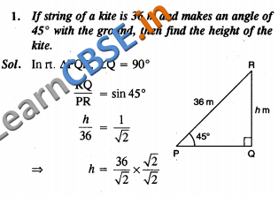  CBSE Class 10 Maths Some Applications Of Trigonometry Formative Assessment 