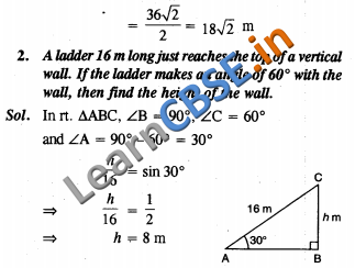  NCERT Class 10 Maths Some Applications Of Trigonometry Formative Assessment 