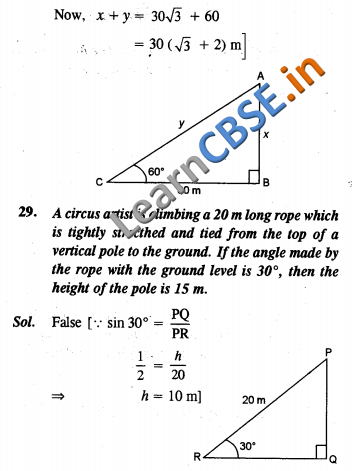  CBSE Class 10 Maths Some Applications In Trigonometry 