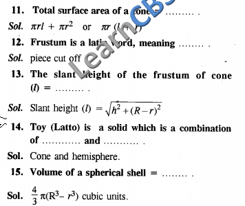  CBSE Class 10 Maths Surface areas and Volumes Objective Type Questions 