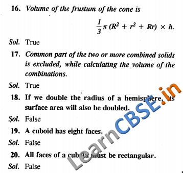  CBSE Class 10 Maths Surface areas and Volumes Multiple Choice Questions 