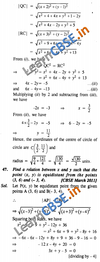 Maths Coordinate Geometry NCERT Solutions For Class 10 SAQ 3 Marks 03 