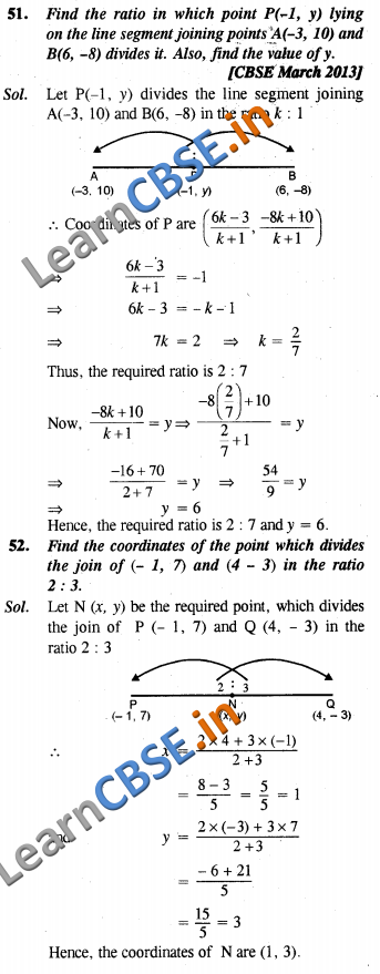  Maths Coordinate Geometry NCERT Solutions For Class 10 SAQ 3 Marks 05 