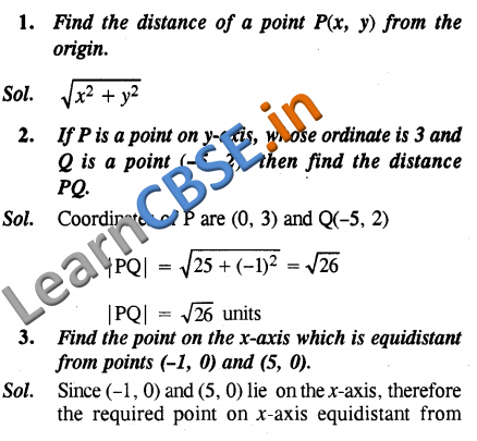  Coordinate Geometry NCERT Solutions For Class 10 Maths VSAQ 