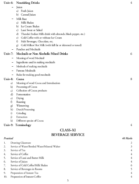  Food and Beverage Services Syllabus 