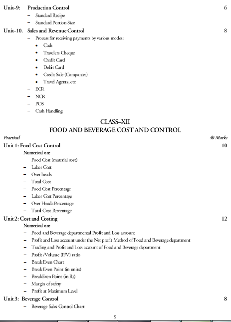  Food and Beverage Services Syllabus 
