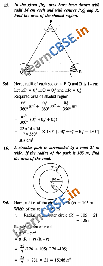  CBSE Class 10 Areas Related to Circles Solutions NCERT Exemplar Solutions SAQ 