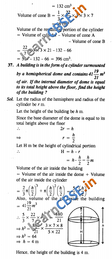  NCERT Exemplar Solutions CBSE Class 10 Maths Chapter 13 Surface Areas and Volumes 