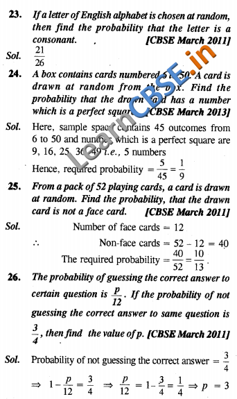  NCERT Solutions for Class 10 Maths Probability VSAQ 