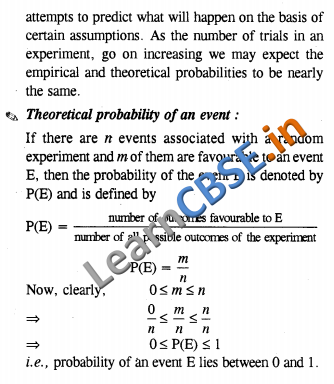  NCERT Solutions for Class 10 Maths Probability Notes 