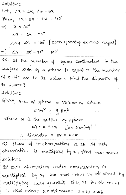 Solved CBSE Sample Papers for Class 9 Maths Paper 3 2