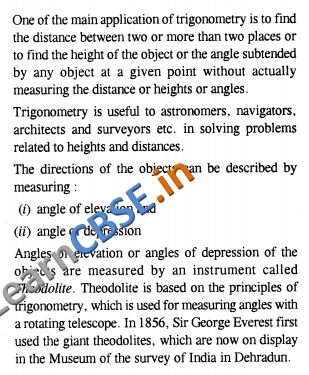  Some Applications Of Trigonometry Notes CBSE Class 10 Maths 