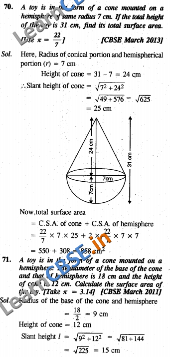  Surface Areas and Volumes NCERT Solutions For Class 10 Maths SAQ 3 Marks 